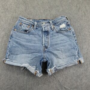 Levi's Premium Women's Denim Shorts W25 Distressed Blue 501